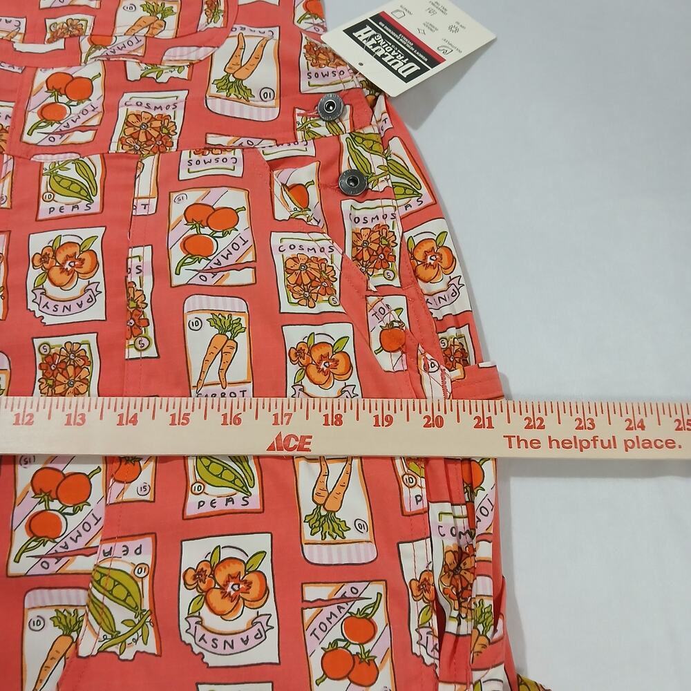 DULUTH TRADING Heirloom Gardening Bib Overalls Medium 31 NWT Coral Seed Packets - Picture 14 of 15